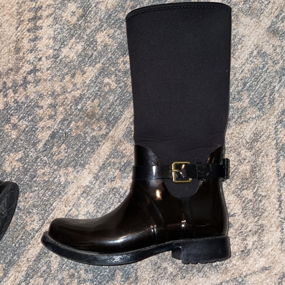 Kate Spade ♠️ Bliss Wellington Moto Rain Boots in Black size 8 - Picture 4 of 10